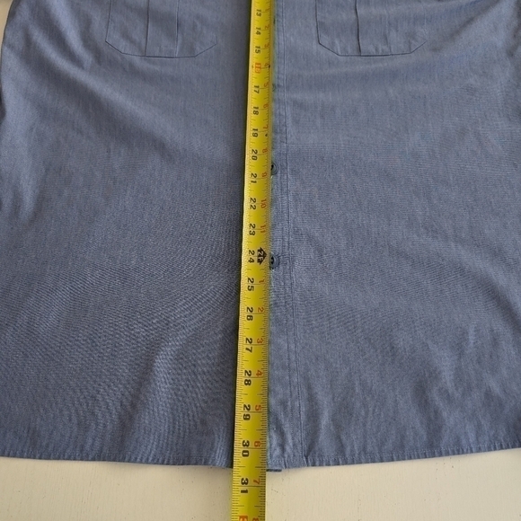 Land's End Long Sleeve Button Up Fishing Shirt Mens Medium 15-15.5 Blue Go Fish - Picture 10 of 10